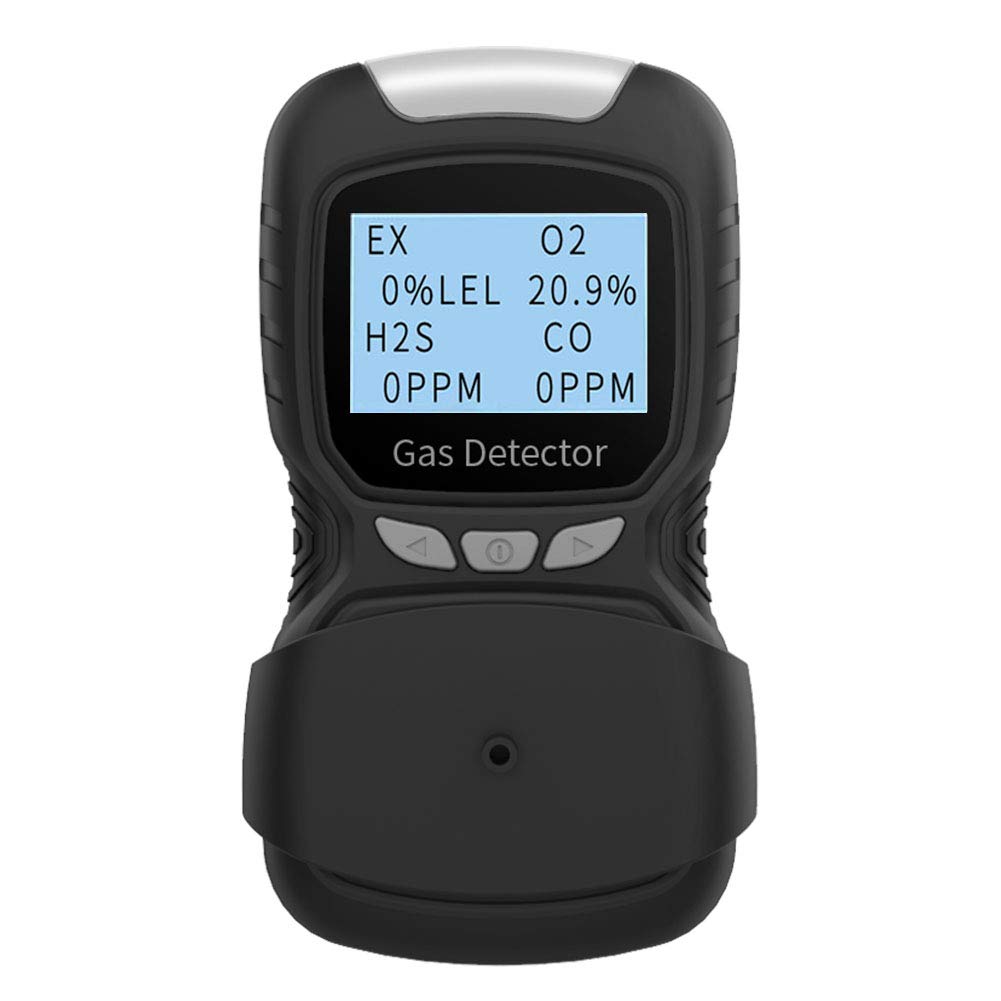 XLA Alert Portable Gas Detector, Gas Clip 4 Gas Monitor Meter Tester Analyzer, Rechargeable LCD Display Sound Light Shock Air Quality Tester, 2 Year Detector…