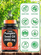 Pumpkin Seed Oil - 2000 MG x 120 Softgels | Pumpkin Seed Oil for Hair Growth* | Pumpkin Seed Oil Extract Supplement for Bladder Control* | Non-GMO