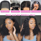 Wear and Go Glueless Wigs Human Hair Pre Plucked Pre Cut Deep Wave Curly Bob Wig Human Hair Lace Front Wigs for Black Women 4x4 Lace Closure Human Hair Bob Wigs Glueless 8 Inch