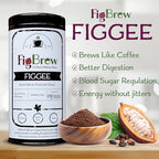 FigBrew Organic Roasted Cacao and Fig Coffee Alternative - Low Acid, Caffeine-Free, Gluten-Free, Vegan, Keto-Friendly Pure Blend - Natural Daily Energy Boost, 40 Cup Tin