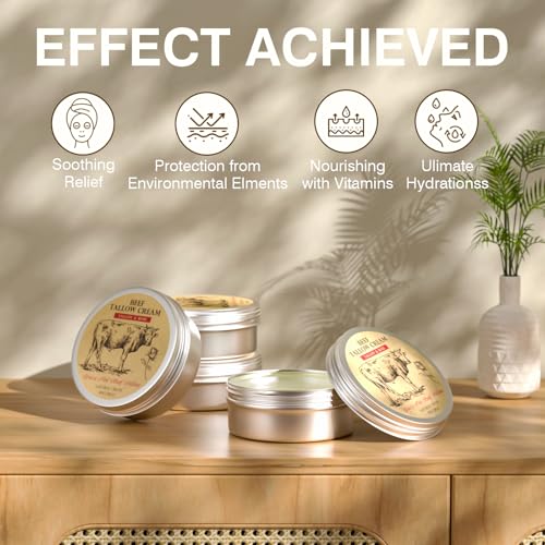 Beef Tallow, Beef Tallow for Skin, Beef Tallow Moisturizer, Organic Beef Tallow Balm for Face Moisturizer Grass Fed for All Purpose Balm, Natural Beef Tallow Lotion for Skin Care (2.5oz)