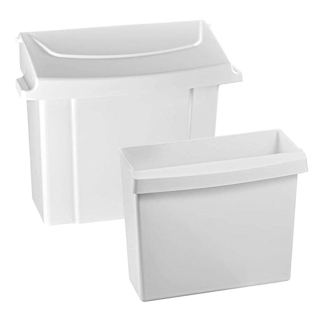 Alpine Sanitary Napkin Receptacle - Feminine Hygiene Disposal Container, Wall Mounted Trash Can with Odor Control Seal & Installation Hardware (White)