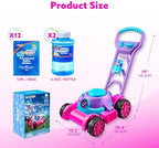 SLOOSH Bubble Lawn Mower Toddler Toys - Kids Bubble Machine Summer Outdoor Push Toy Games, Backyard Garden Outside Play Toddlers Preschool Boys Girls Birthday Gifts (Pink)