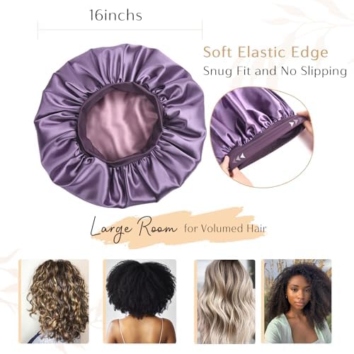 YANIBEST Satin Bonnet for Sleeping Women Double Layer Hair Silk Bonnets for Sleeping with Elastic Band