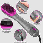 3 in 1 Hair Dryer Brush Professional 1200W Powerful Ceramic Tourmaline 3 Heat/2 Speed Settings One Step Hair Dryer and Styler (Gray)
