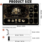 MTG Playmat with Play Zones – Magic Play mat Card Game Mat for Magic The Gathering, Lotus & Basic Lands Design, 24x14 inch, Stitched Edge, Non-Slip Base with Prismatic Playmat Tube-Gold Lotus
