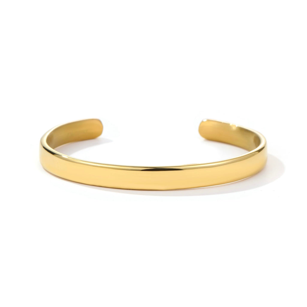 Be & Cheery Gold Bangle Bracelet for Women, 14k Gold Plated Adjustable Bracelet, Trendy Stackable Open Bracelet Bangle, Hypoallergenic Fashion Jewelry for Women, Chunky Dainty Bangle Cuff for Gifts (Polished, 1)