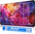 MTG Playmat for Magic The Gathering Play Mat, Stitched Playing Mat with Tube Case for MTG Card Game Playing (Purple Starry)