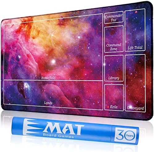 MTG Playmat for Magic The Gathering Play Mat, Stitched Playing Mat with Tube Case for MTG Card Game Playing (Purple Starry)