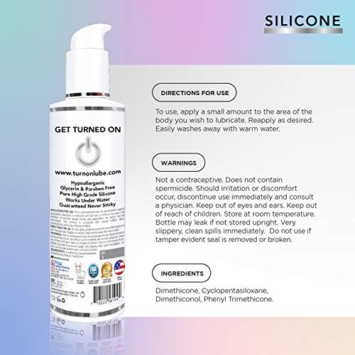 Turn On Silicone Based Sex Lube 32 Ounce Premium Personal Lubricant, Long Lasting for Condom Safe Vegan Ph-Balanced Hypoallergenic Glycerin & Paraben Free Intimacy, Water-Based Upgrade for Men & Women