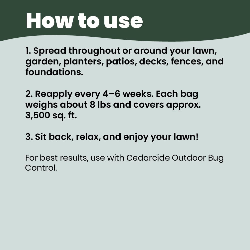 Cedar Lawn Patio Granules | Use on Fleas, Ticks, Ants, Spiders & Mosquitoes | Smells Great, Easy to Use | Family & Pet Safe | 1 Bag (8 Lbs)