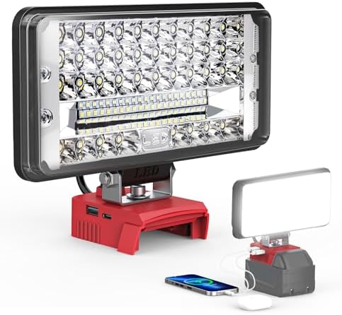 LED Work Light for Milwaukee 18v Battery, Ecarke 7'' 100W Cordless Work Lights 10000 Lumens of Brightness for m18 Battery Light with Low Voltage Protection&USB & Type-C Charger Port for car Repairing