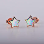Rose Gold Plated Star Earrings for Girls, Hypoallergenic Fire Opal Stud Earrings For Women ARSKRO S925 Sterling Silver Post Little Small Cute Earring Jewelry Gifts for Sensitive Ears Kids