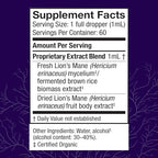 Host Defense Mushrooms Lion's Mane Extract - Lion's Mane Liquid Supplement for Brain Health - Mushroom Support for Focus & Memory Function - Immune & Nervous System Support - 2 fl oz (60 Servings)*