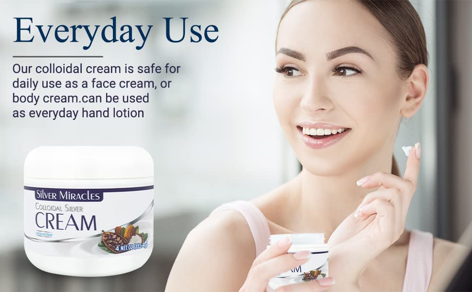 Silver Miracles Colloidal Silver Cream - 4oz - Colloidal Silver Skin Healing Cream - Scent And Dye Free - Moisturizes Dry Skin - Made With 99.999% Pure Silver