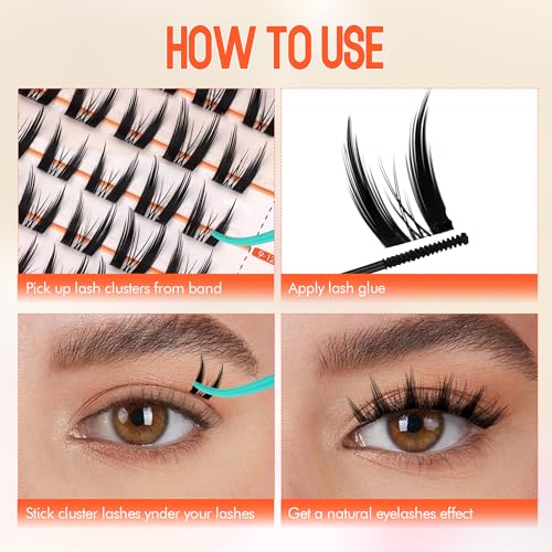 GEMERRY Lash Clusters Fluffy Cluster Lashes Mink Cluster Eyelash Extensions Lash Extension Clusters DIY at Home Eyelash Clusters