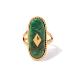Dikixe Western Chunky Gold Natural Lapis Lazuli/African Jade Statement Ring