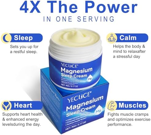 Magnesium Lotion,Pure Magnesium Cream for Better Sleep,Leg & Joint Care,Non-Greasy -Topical Magnesium Chloride-Skin Friendly Ingredients-3.17 OZ