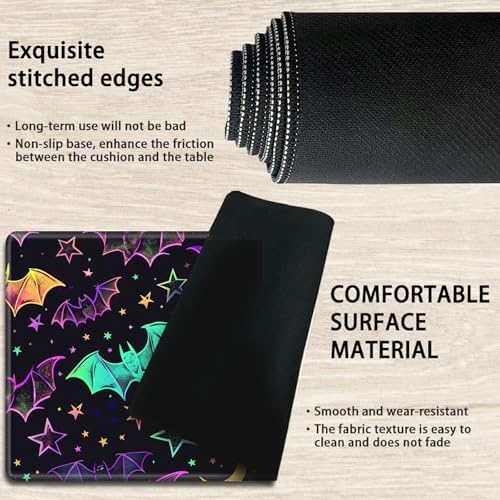 Playmats for Magic: The Gathering MTG Card Game Mat Plus 50 Pcs Card Sleeves, 24 x 14 inch TCG Mat with Stitched Edge for Commander Deck Duskmourn Board Game, Rainbow Bats