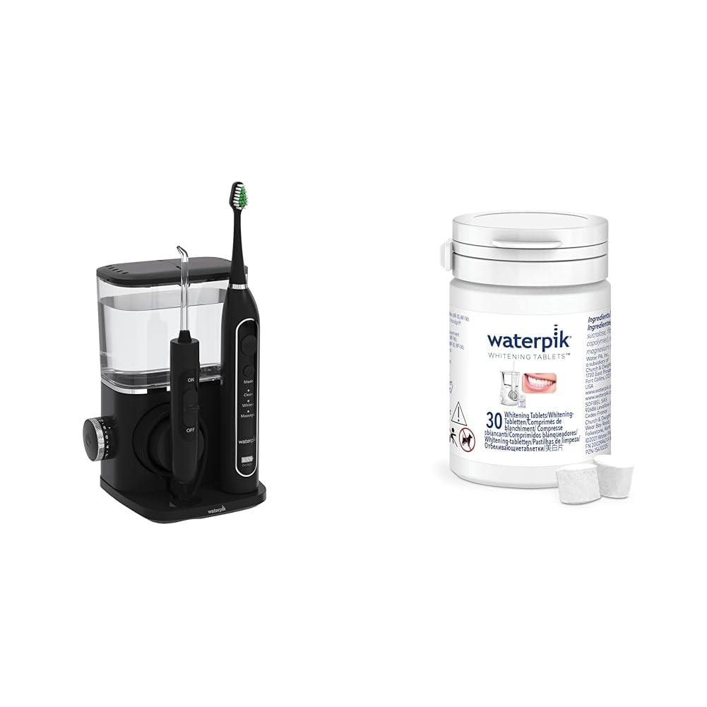 Waterpik Complete Care 9.0 Sonic Electric Toothbrush with Water Flosser & Fresh Mint Whitening Refill Tablets (30 Count) - For Use with Boost or Whitening Water Flosser