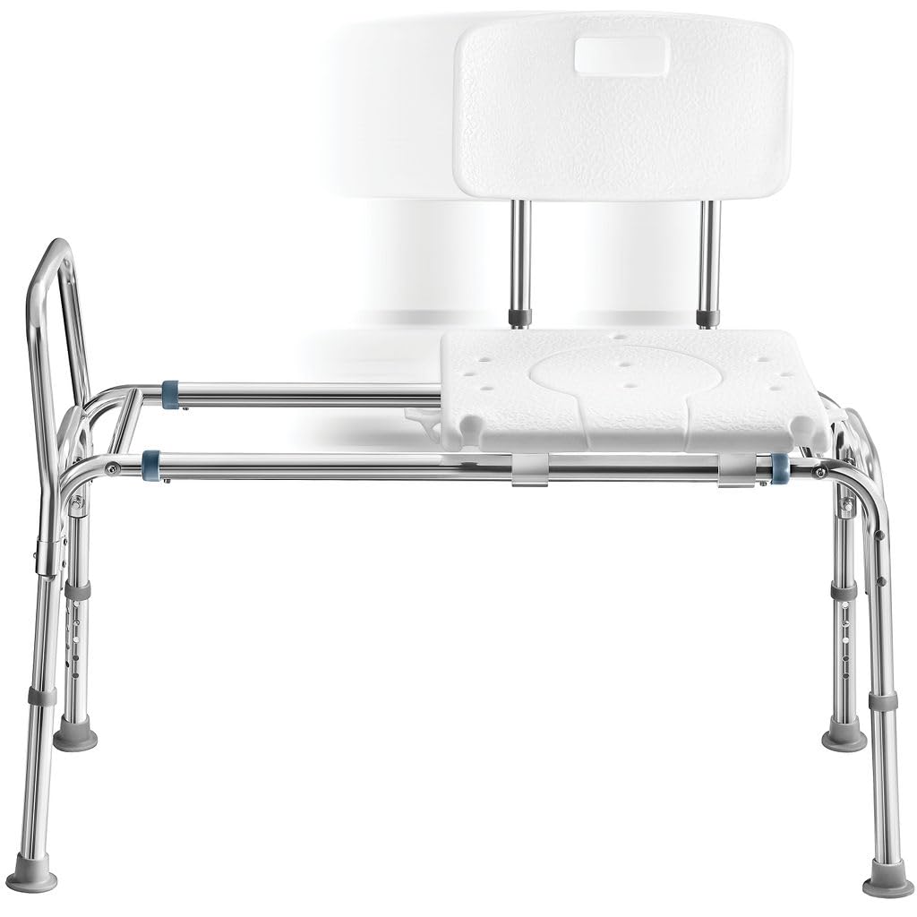 Tub Transfer Bench Sliding Shower Bench for Bathtub Shower Chair for Inside Shower Shower Chair for Elderly and Disabled Adjustable Height Shower Bench Holds Weight Up to 400 Lbs FSA/HSA Eligible