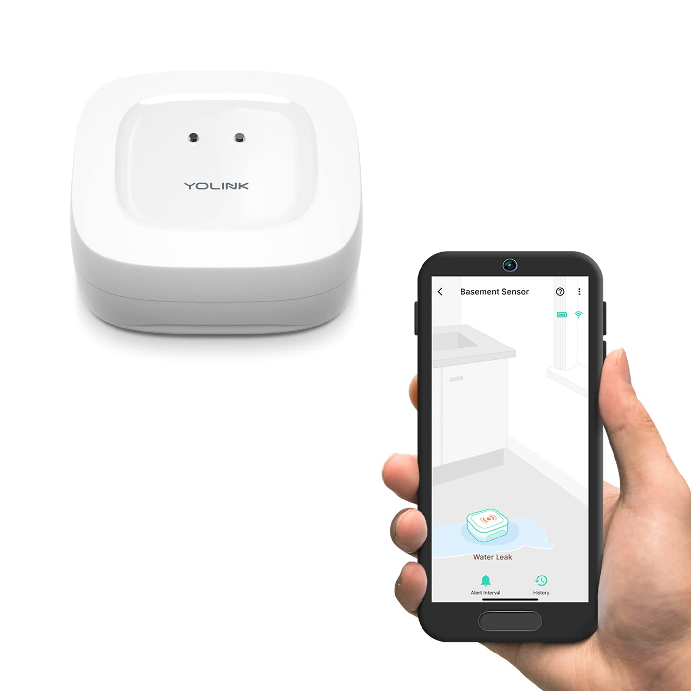 YoLink Water Leak Detector, 1/4 Mile World's Longest Range, Wireless Smart Water Leak Sensor, Alexa, IFTTT, Hub Required