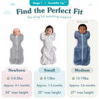 Love to Dream Swaddle UP, Baby Sleep Sack, Self-Soothing Swaddles for Newborns, Improves Sleep, Snug Fit Helps Calm Startle Reflex, New Born Essentials for Baby, 1.0 TOG, 13-19 lbs, Gray