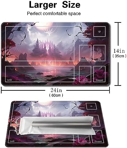 MTG Playmat Size 24x14in Free Storage Bags Non-Slip Backing Printing, Ideal for Card Game Enthusiasts TCG Playmat (with Zone,City of Destruction)