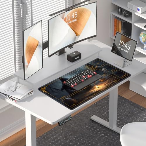 DEGDFSGR MTG Playmat with Zones - 24 x 14 inches, Non-Slip Rubber Base Commander Playmat for Magic The Gathering, Dark Forest Black Cloak Witch