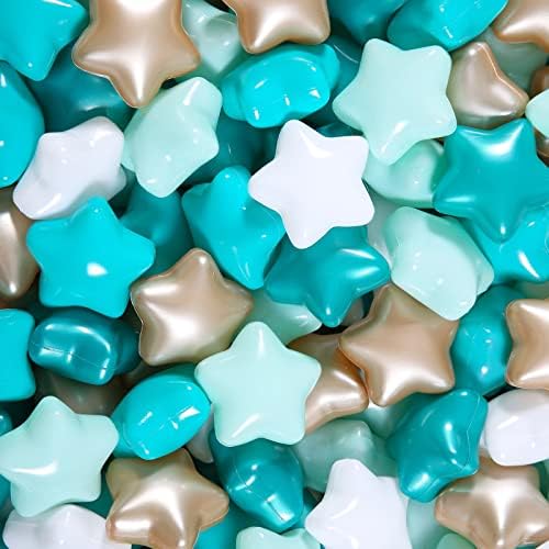 GOGOSO Ball Pit Balls for Toddler, Baby Plastic Playballs Kids Soft Pastel Pelotas Non-Toxic BPA-Free,Pearl Green+Brown White,100 Balls