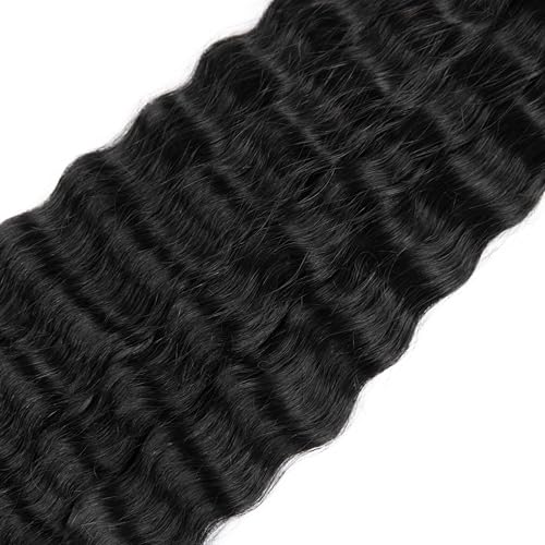 Super Wave Bulk Human Hair Wet and Wavy Braiding Hair - French Braiding Hair, No Weft, 100% Virgin, 100g (1Pack-4PCS), Boho Braids (Natural Black, 22 Inch)