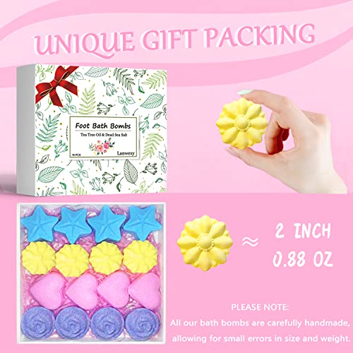 Bath Foot Bombs, 32 Pack Foot Soak with Bath Salt and Tea Tree Oil. Organic Natural Handmade Aroma Pure Essential Oil Bubble Foot Balls for Foot Callus, Dry Cracked, Stubborn Foot Odor Scent.