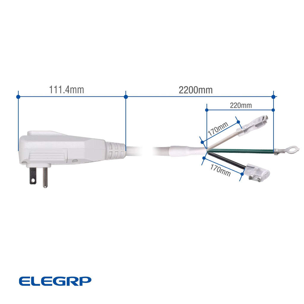 ELEGRP 0651510LY L15515 L22515 18AWG LCDI Power Cord Plug for A/C Air Conditioner, E250451 UL Certified, 7.5FT Leakage Current Detection Interrupter Replacement, 120V 10A 1200W 60Hz NEMA 5-15P, 1 Pack