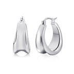 Chunky Teardrop Silver Hoop Earrings for Women Hypoallergenic