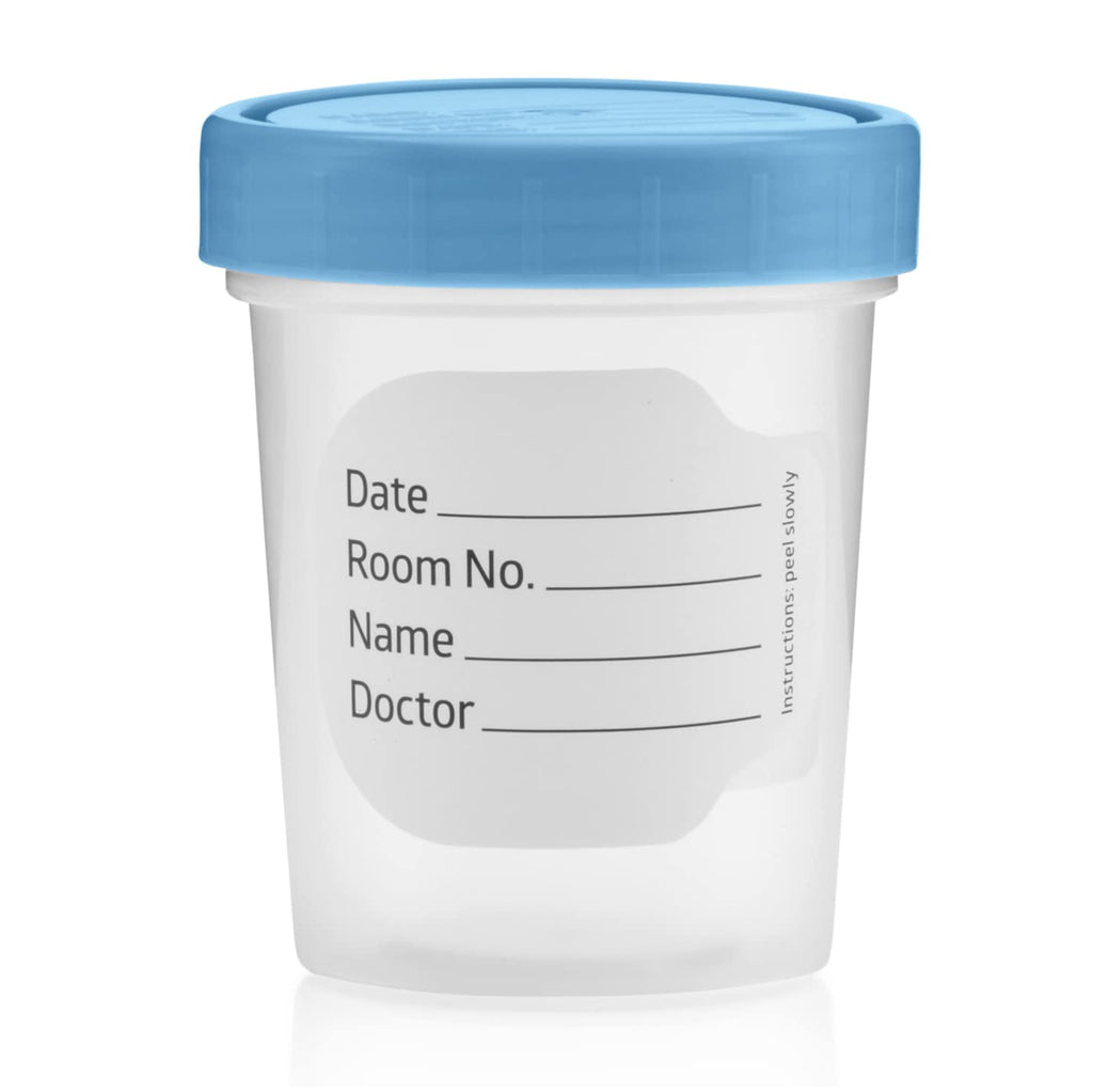 Sterile Specimen Cups with Lids 4oz Clear Urine Collection Cup with Leak Proof Screw On Covers - Individually Bagged 3 inch Specimens Jars – for Safe Pee, Stool, Semen Sample Testing (600)