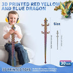 Large 3D Printed Dragon,30 Inch 3D Dragon Toys,Bigger Fidget Crystal Animals Toys, 3D Printed Articulated Animals for Home Office Car Desk Decor (Red Gold Blue, 30 inch)
