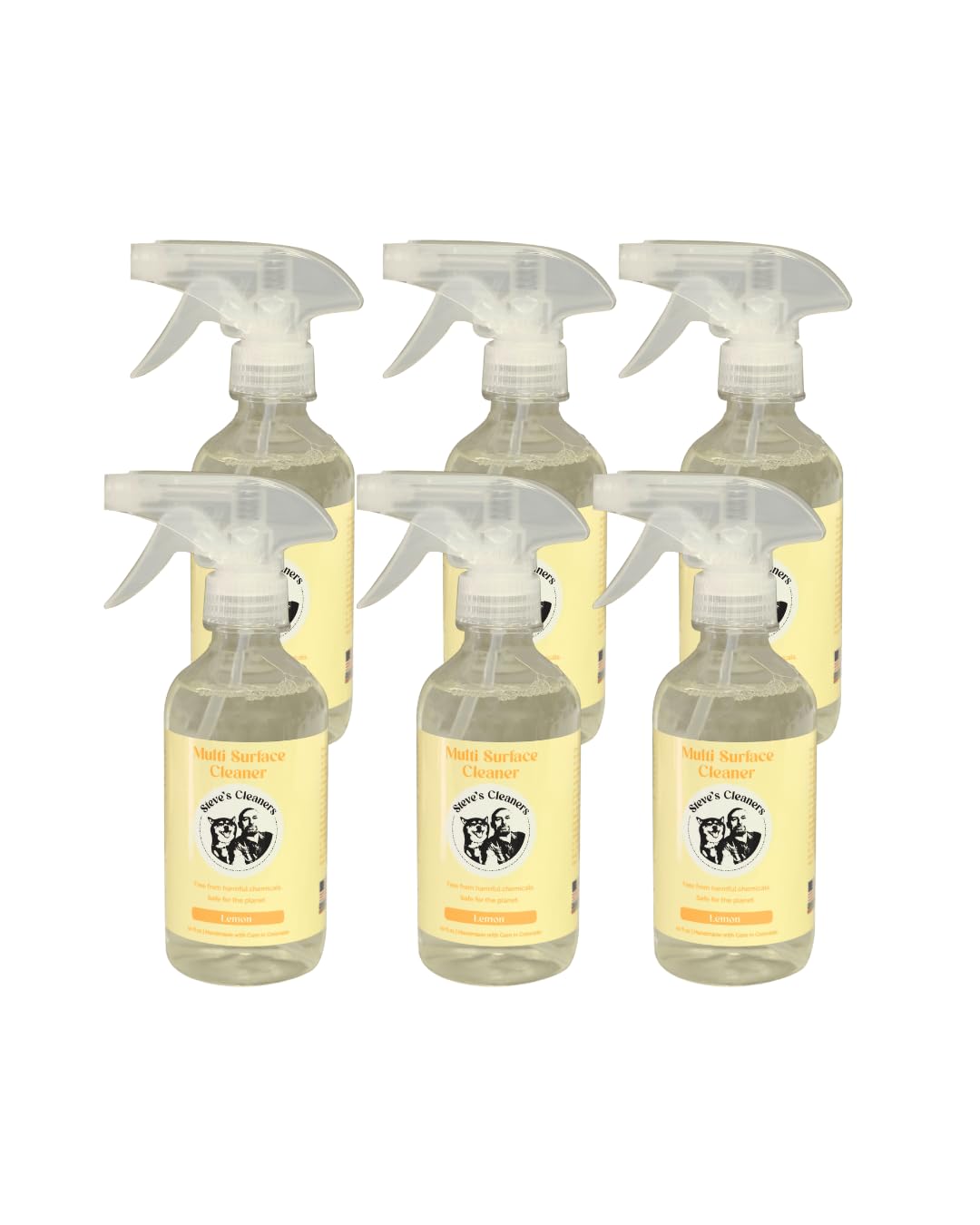 Steve's Cleaners Amazon Fulfilled, Lemon Multi-Use Spray, Lemon Essential Oil, 6 Pack, Tough on Messes, Biodegradable, 10 oz (Pack of 6)