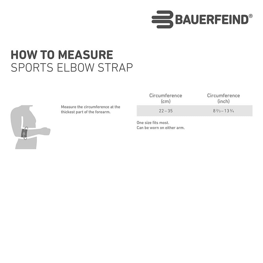 Bauerfeind Adjustable Sports Elbow Strap - Single, Black, One Size - Forearm Pain Relief from Golfers and Tennis Elbow - Five Point Pad for Direct Pressure on Tendon - Boa Closure System