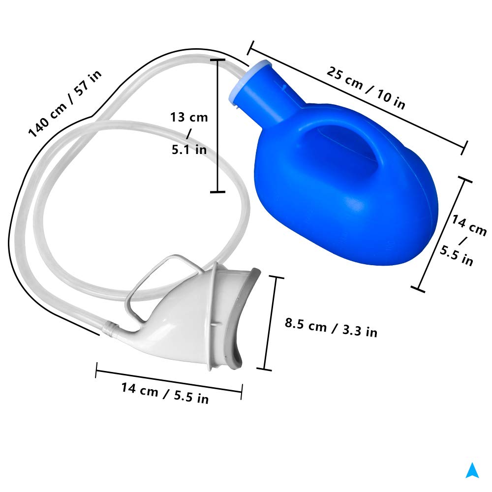 Urinals for Women Portable Leak-Proof Female urinals Ladies Urination Device 2000 ml Large Capacity Urine Cup for Old Women Urinary Incontinence Hospital beds Wheelchair (Blue)