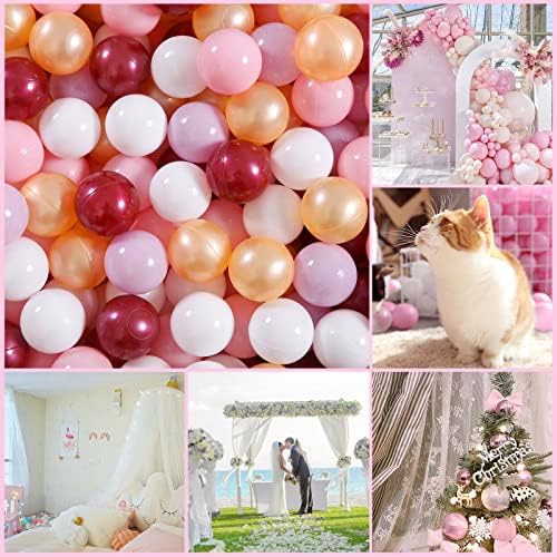 GOGOSO Ball Pit Balls for Toddler, Baby Plastic Playballs Kids Soft Pastel Pelotas Non-Toxic BPA-Free,Pink+Gold+White+red+Purple,100 Balls