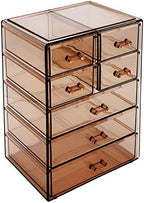 Sorbus Acrylic Clear Makeup Organizer - Big & Spacious Cosmetic Display Case - Stylish Designed Jewelry & Make Up Organizers and Storage for Vanity, Bathroom (4 Large, 2 Small Drawers) [Bronze Glow]