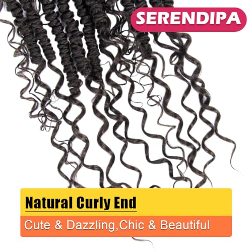 Goddess Passion Twist Hair with Curly End 12 Inch Short Pre-Looped Boho Style Crochet Braids Pre-twisted (8 Packs, 4#, Brown)