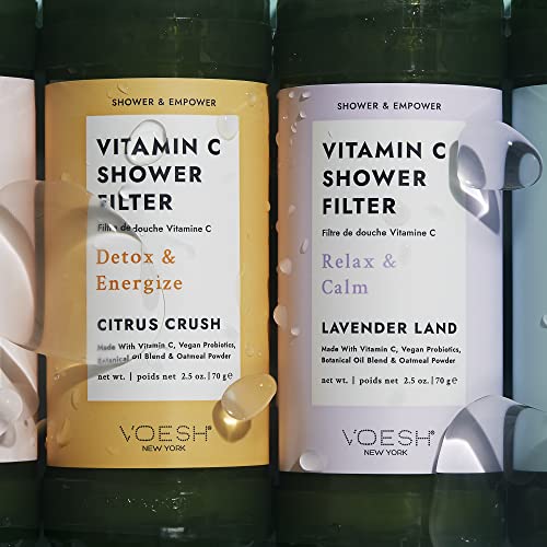 VOESH Vitamin C Shower Filter, Shower Aromatherapy, Water Purifier, Water Softener, Vegan Probiotics, Spa Shower Head, Water Filter, Shower Self-Care
