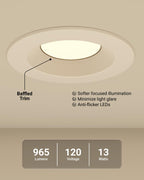 Sunco LED Recessed Lighting 6 Inch, Retrofit Can Lights, 965LM, 13W (100W Equivalent), Selectable CCT 2700K/3000K/3500K/4000K/5000K, Dimmable, Baffle Trim, Damp Rated UL 4 Pack