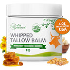 Wild Naturals Whipped Tallow Balm, 100% Grass Fed Beef Tallow and Honey Balm for Face and Body, Unscented Face Moisturizer, Anti-Aging and Dry Skin Relief, Non-Greasy, All-Natural, 4oz
