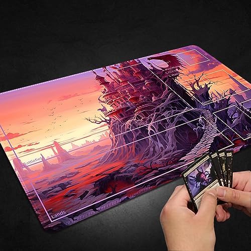 Playmat for MTG, with Free Storage Bags,Game Mat 24 x 14 inches, TCG and Board Game Mat for Cards,Mousepad Desk Mats (with Zones,Magic Mat 11)