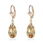EVEVIC Austrian Crystal Teardrop Leverback Drop Earrings for Women