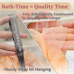 myHomeBody Large 70g Loofah Sponge, Body Scrubber, Bath Sponge, Loofah for Women, Men, Exfoliating Sponge Shower Pouf with Activated Charcoal - 3 Pack, 2 Coral Red + 1 Peach