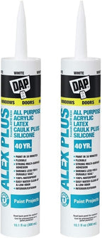 DAP INC 18152 10.1oz White Alex Plus Acrylic Latex Caulk with Silicone | Pack of 4