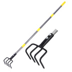 Garden Hand Tiller Cultivator, 4-Tine Adjustable Long Handle
